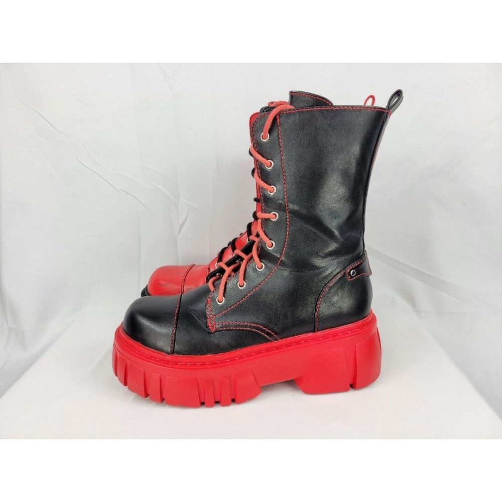 Current Mood x Dolls Kill Mid Calf Platform Goth Rave Boots Womens 9 M CM21-367 - Picture 8 of 10